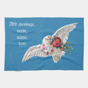 Wedding gift ideas - personalised Doves of Love Tea Towel