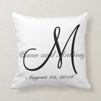 Wedding Gift Monogram Custom Faux Linen Pillow