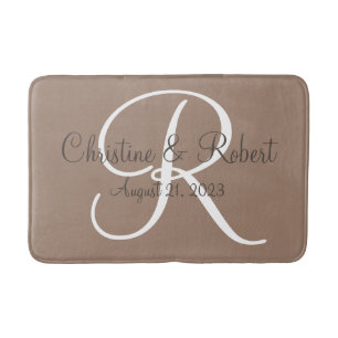 Wedding gift monogrammed bath mat