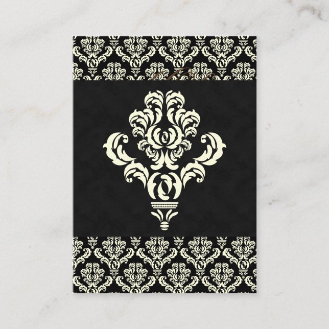 Wedding Gift Registration Card Damask Black Cream (Front)