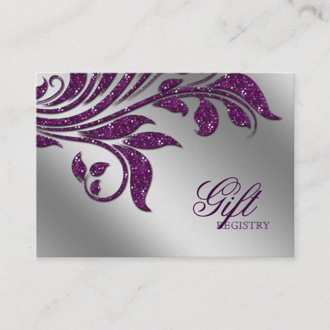 Wedding Gift Registration Card purple sparkle (Front)