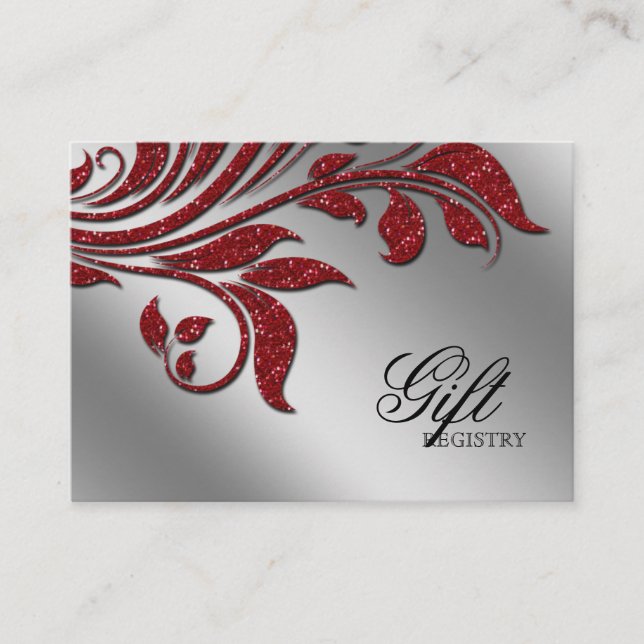 Wedding Gift Registration Card red sparkle xmas (Front)