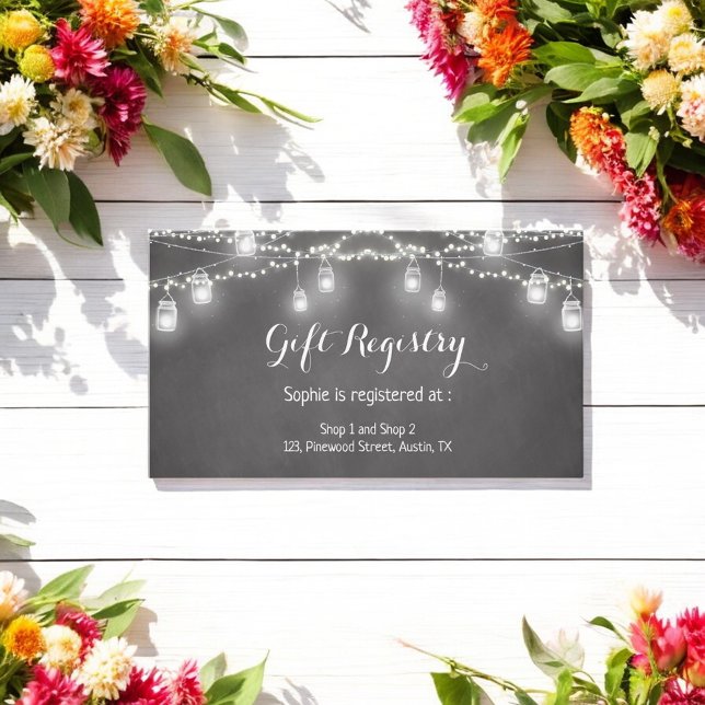 Wedding Gift Registry Black Mason Jar Enclosure Card (Creator Uploaded)