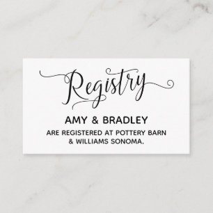 Wedding Gift Registry Cards w/ Elegant Script