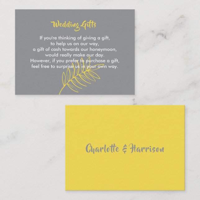 Wedding Gift Request Honeymoon Money Personalised Enclosure Card (Front/Back)