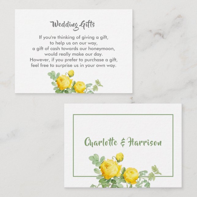 Wedding Gift Request Honeymoon Money Personalised  Enclosure Card (Front/Back)