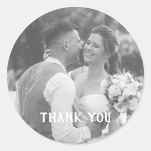 Wedding Gift Thank You Black And White Photo  Classic Round Sticker