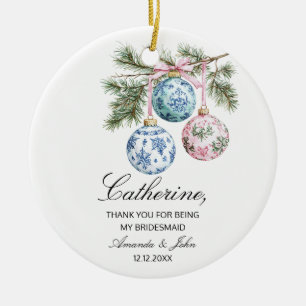 Wedding Gift To Bridesmaid Maid of Honour Christma Ceramic Ornament
