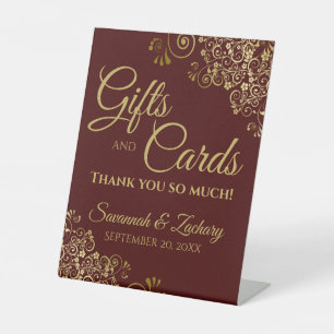 Wedding Gifts & Cards Thank You Auburn & Gold Pedestal Sign