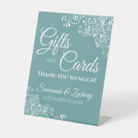 Wedding Gifts & Cards White Lace Frills on Teal