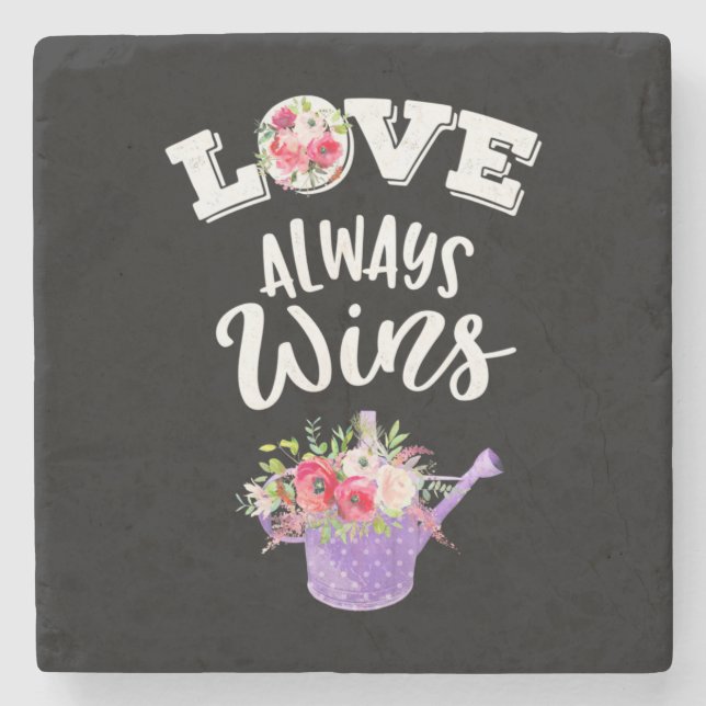 Wedding Gifts | Love Always Win Stone Coaster (Front)