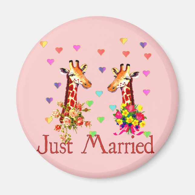 Wedding Giraffes Magnet (Front)