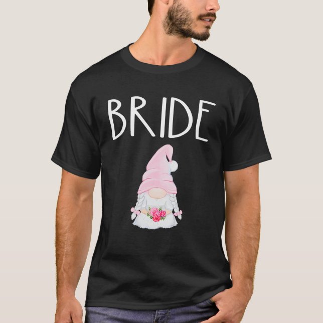 Wedding Gnome Bride Engaged Bridal Shower Party Cu T-Shirt (Front)