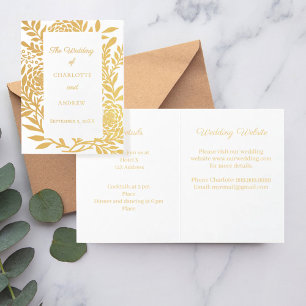 Wedding gold botanical website details luxury foil card