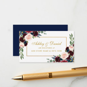 Wedding Gold Burgundy Blue Registry Insert Card BG