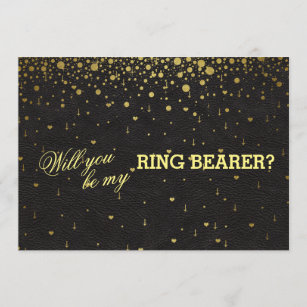 Wedding Gold Confetti Ring Bearer Invitation