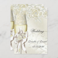 Wedding Gold Cream Pearl Floral Roses 2