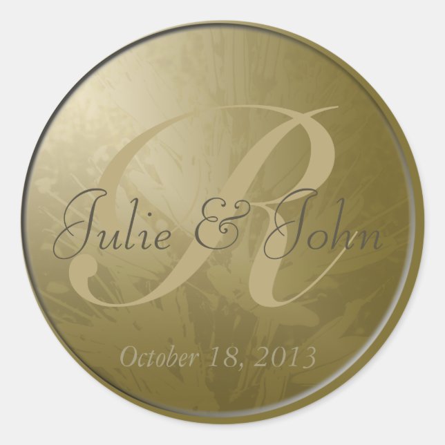Wedding Gold Flowers Monogram - Sticker 9 (Front)
