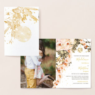 Wedding Gold Foil Floral Disco Elegant Invitation