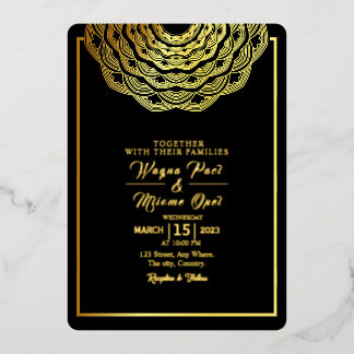 Wedding gold foil invitation card design