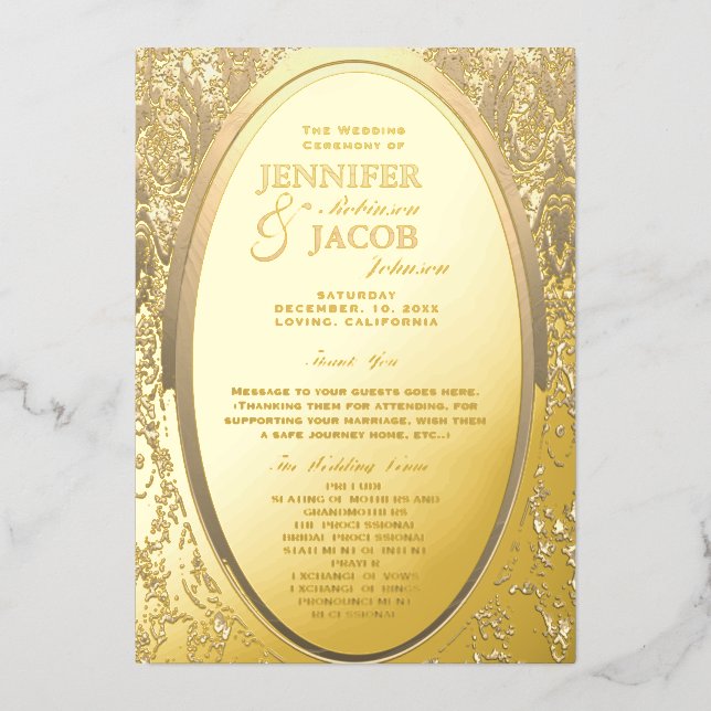Wedding Gold Foil Modern Wedding Program (Front)