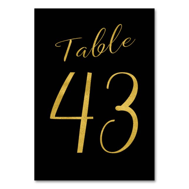Wedding gold glitter black elegant table number (Front)