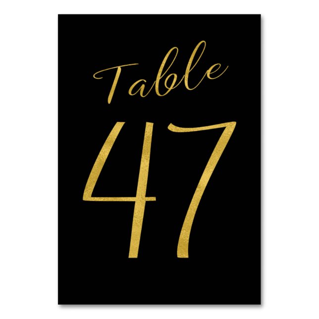 Wedding gold glitter black elegant table number (Front)