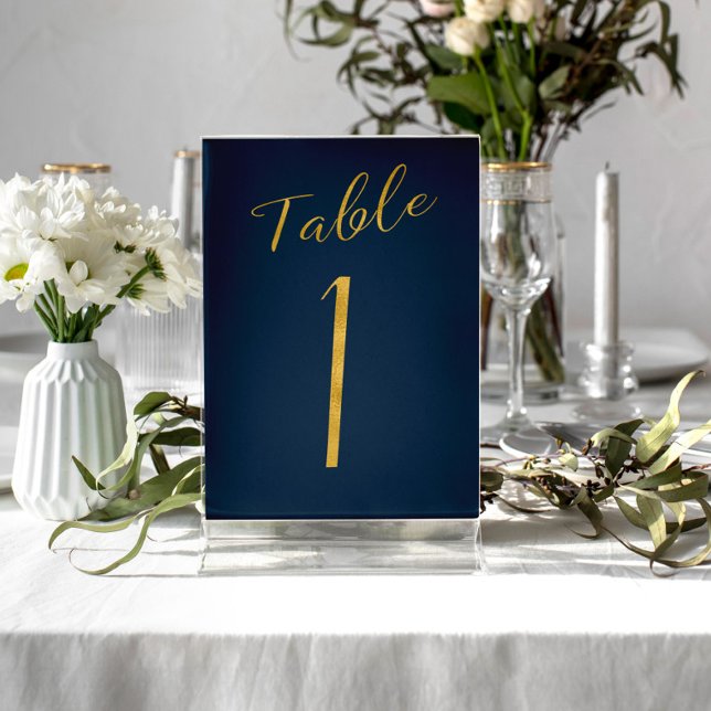 Wedding gold glitter navy elegant table number (Creator Uploaded)