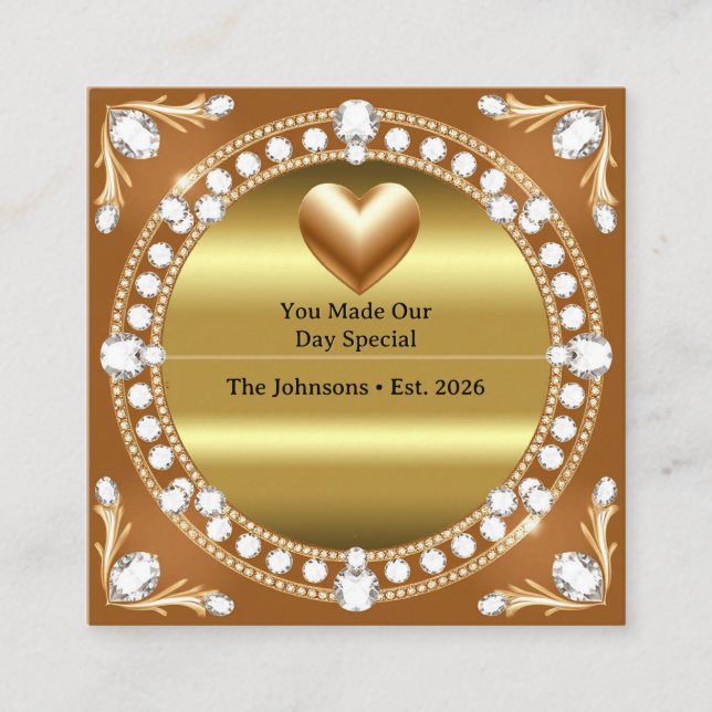 💍 Wedding Gold Heart Monogram Style 🌹 Enclosure Card (Front)