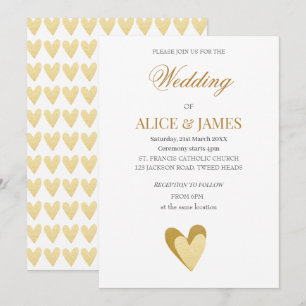 Wedding Gold Hearts Invitation
