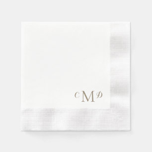 Wedding Gold Monogram White Coined Elegant Napkin