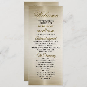 Wedding Gold Ornate Rectangle Dimond Flowers Shiny Program