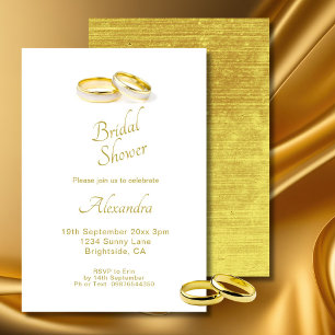  Wedding Gold Rings Elegant Bridal Shower  Invitation