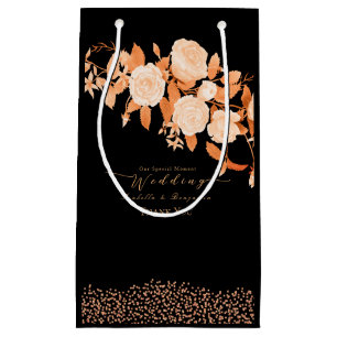 Wedding Gold Rose Black  Small Gift Bag