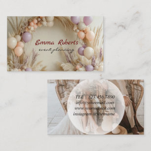 Wedding gold, silver and white balloons business card
