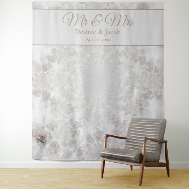 Wedding Gold Silver Elegant Photo Booth Backdrop Tapestry (In Situ)