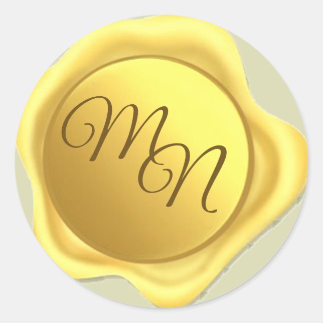 Wedding Gold Wax Seal classic round sticker (Front)