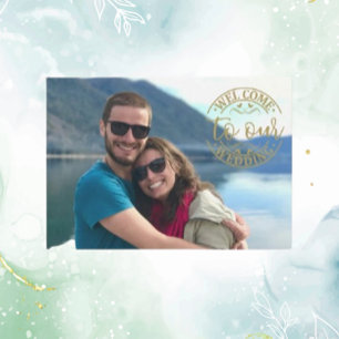 Wedding Gold Welcome Custom Photo Modern Relaxed  Enclosure Card