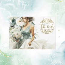 Wedding Gold Welcome Dusty Blue Eucalyptus Green