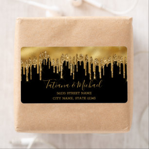 wedding golden dripping glitters black background
