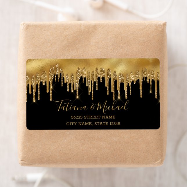 wedding golden dripping glitters black background (Insitu)