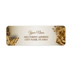 Wedding Golden Floral Vintage Party Return Address Label