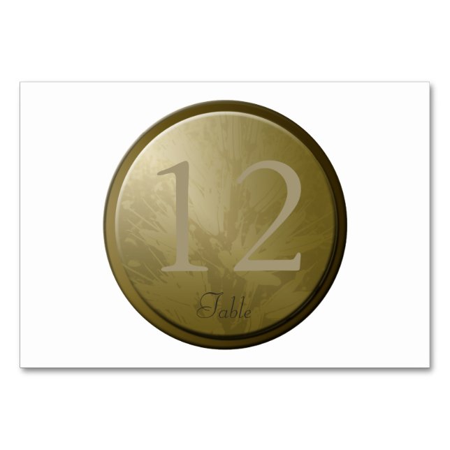 Wedding Golden Flowers Personalised Table Card 7 (Front)