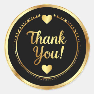 ✨ Wedding Golden Heart Thank You 🌹 Classic Round Sticker