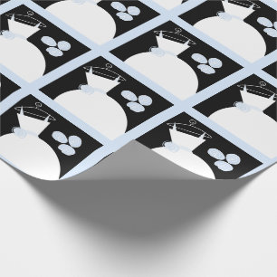 Wedding Gown Blue black pastel Wrapping Paper