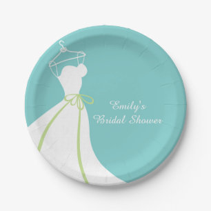 Wedding Gown, Blue, Bridal Shower Paper Plate