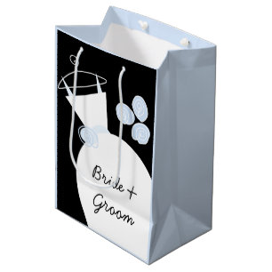 Wedding Gown Blue Bride & Groom black pastel med Medium Gift Bag