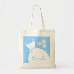 Wedding Gown Blue 'Bride' tote bag