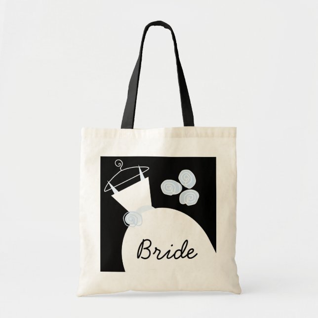 Wedding Gown Blue 'Bride' tote bag black (Front)