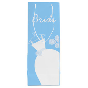 Wedding Gown Blue Bride wine Wine Gift Bag